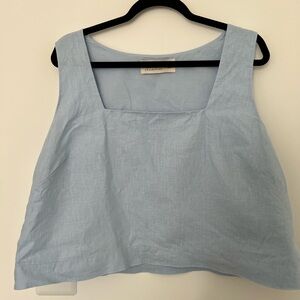 Abercrombie Blue Linen Square Neck Set Top